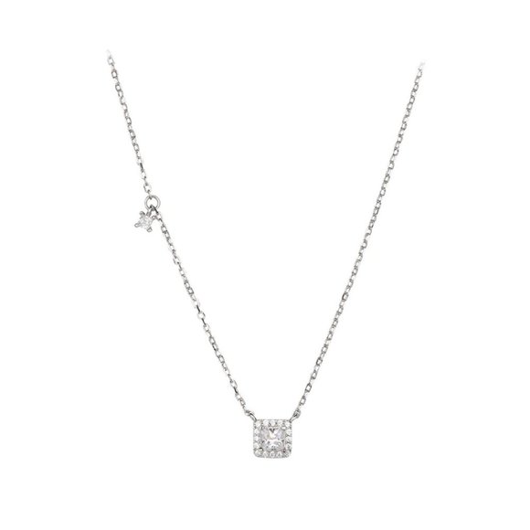 NEW 925 Sterling Silver Diamond Halo Necklace - Picture 9 of 9